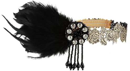 WLLHYF 1920er Jahre Flapper Stirnband 20er Jahre Feder Haarband Vintage Feder Kristall Kopfschmuck Gatsby Party Zubehör für Frauen (Weißes Diamantbuntes Stirnband)