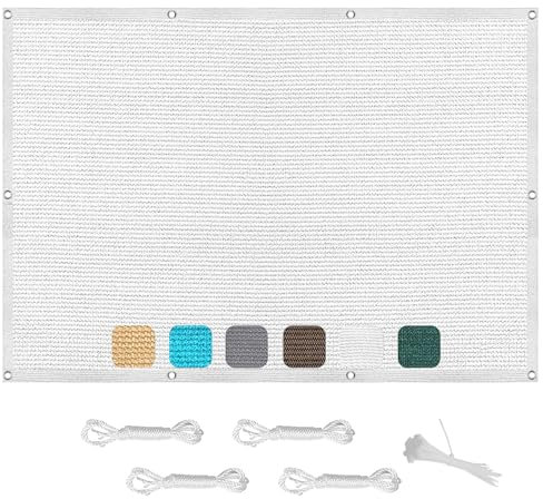 Voile Ombrage 4 x 9 m Rectangulaire Jardin Toile Jardin, Pelouse, Patio, Piscine Protection UV 98% avec Corde Perméable, Blanc