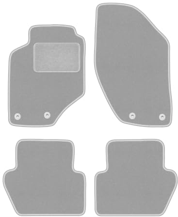 Velours-Fußmatten passend für Volvo 850 1991-1996, Grau, OSLO, passgenau | passend für Kombi/Limousine; Velours-Teppich (Polypropylen), ca. 6,5 mm; rutschfest, runde Befestigungen (Typ VLV)