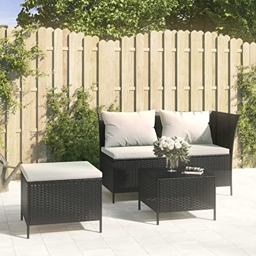 Festnight Poly Rattan Ecklounge mit Stauraum 3-TLG Lounge Sofa Gartenmöbel Set Gartengarnitur Balkon Lounge Klein Sitzgruppe Ecksofa Terrasse Sitzecke Eckgarnitur Garten Sofa Garnitur Couch-Eck