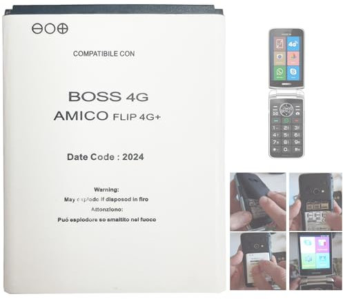 Aousavo BOSS 4G - Batteria di ricambio BOSS 4G compatibile con BRONDI Amico BOSS 4G / Amico FLIP 4G + FLIP 4G Plus
