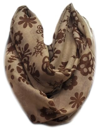 Generisch Loop Schal Loopschal Schlauchschal Rundschal Halstuch Tuch Halstücher Damenschal Blumen Tücher Damen (Braun)
