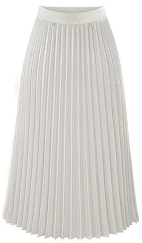 Plisseerock Lang Sommerrock Einfarbig Faltenrock Damen High Waist A-Linie Langer Rock Sommer Stretch Elegant Plissee Moden Sommerröcke Midi Röcke Casual