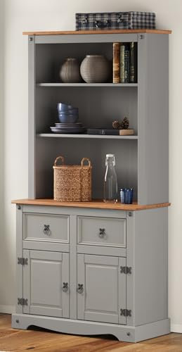 Corona Buffet Hutch Welsh Dresser Small Grey Wax