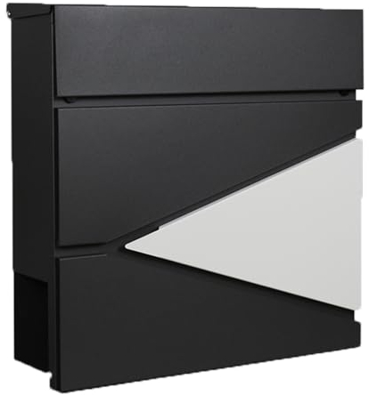 Briefkasten Anthrazit mit Schloss, Postkasten mit Zeitungsfach Wasserdichtes Postbox Visualisierungsfenster, Großer Briefkasten(Black)