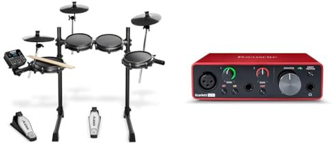 Alesis Drums Turbo Mesh Electric Drum Kit - Electronic Drum Set with Quiet Drum Pads, 100+ Sounds & Focusrite Scarlett Solo 3rd Gen USB Audio Interface, The Guitarist, Vocalist, Podcaster Or Producer