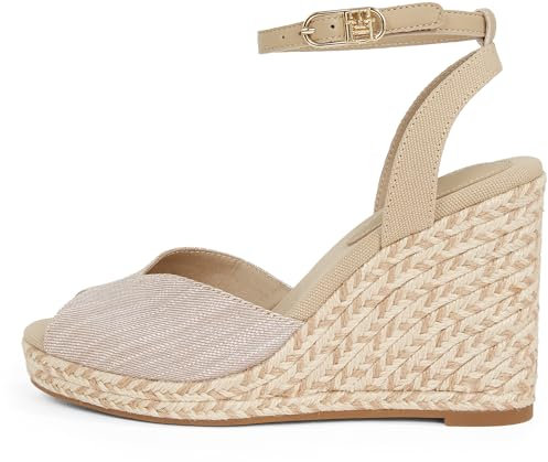 Tommy Hilfiger Donna Espadrillas Wedge Chambray High con Cinturino alla Caviglia, Beige (Horseradish), 36 EU