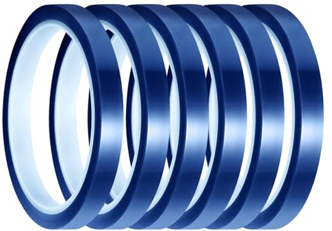 AHEJIOO 6 Rollen 10 mm X 33 m 108 Fuß Blaues Wärmeband, Hitzebeständiges Klebeband, Heat It Klebeband Hitzebeständig, Thermoband Isolierbänder für Elektronik Leiterplatte Wärmeübertragung Vinyl
