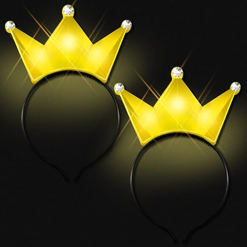 2 Stück Leuchtendes Stirnband, Prinzessinnen Glitzer Haarbänder, led haarschmuck, LED Blinkende Leuchtkrone Stirnband, Krone Kopfbedeckung, für Halloween, Karneval, Geburtstagsfeiern (2PCS)