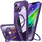 UNIOTEK 360° Rotazione Cover Magnetica per iPhone 14 Pro Max 6.7 [Supporto Invisibile per MagSafe] [360° Girevole Anello Regolabile] [Antiurto Protezione Militare] Cover con TPU Bordo, Viola Scuro