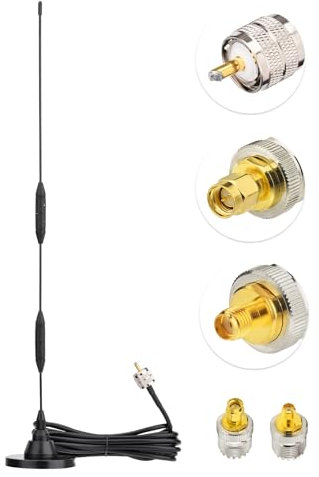 Eightwood UHF VHF Antenne Mobile CB Antenne Voiture 47,5 cm antenne Double Bande 144/430 MHz antenne Radio CB antenne PL259 + câble d'extension 300 cm pour BTECH ICOM Midland Yaesu TYT Cobra etc.