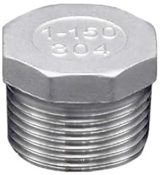 1/8 1/4 3/8 1/2 3/4 1 1-1/4 1-1/2 2 NPT Male Hex Head End Plug Cap 304 Stainless Steel Pipe Fitting Plumbing(BSPT Male,Outer HEX_1/2)