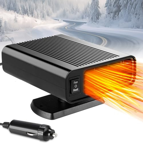 Showvigor 2025 Nouveau chauffage portable pour voiture, 12V 150W dégivrage rapide du pare-brise et déshumidification, 2-en-1 chauffage et ventilateur de refroidissement pour voiture, adapté à toutes l