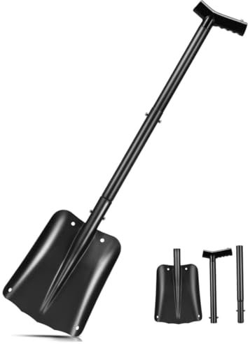 PAMINGONO Schneeschaufel Mit Teleskopstange Und Ergonomischem Griff Abnehmbarer Schneeräumer Für Schnee Und Kompakt Und Leicht Für Den Wintereinsatz