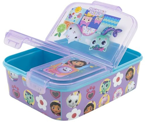 KP Pharma Gabby's Dollhouse Multi Compartment Sandwich Box for Kids – Durable, BPA-Free Lunch Box with 3 Compartment & Secure Lid – Perfect for School, Picnics, or Snacks On-The-Go