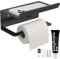 Toilet Paper Holder, Wall-Mounted Roll Dispenser with Shelf, Self-Adhesive Drill- Storage Rack, Modern Bathroom Organizer For Tissue, Wipes, and Small, 6.5x3.9inch