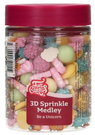 FunCakes 3D Sprinkle Medley Zuckerstreusel, Be a Unicorn, 70 g | Guter Geschmack, Perfekt zum Dekorieren von Torten, Kuchen, Cupcakes und andere Leckereien, Sprinkle Streusel Mix