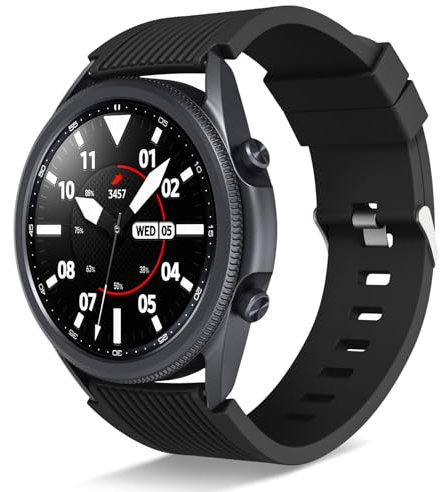Coiwxmoi Bracelet pour Samsung Galaxy Watch 3 45mm / Galaxy Watch 46mm / Huawei GT 2 46mm / Gear S3 Frontier, 22mm Souple Silicone Bracelets Sport Remplacement pour Femme Homme, Noir