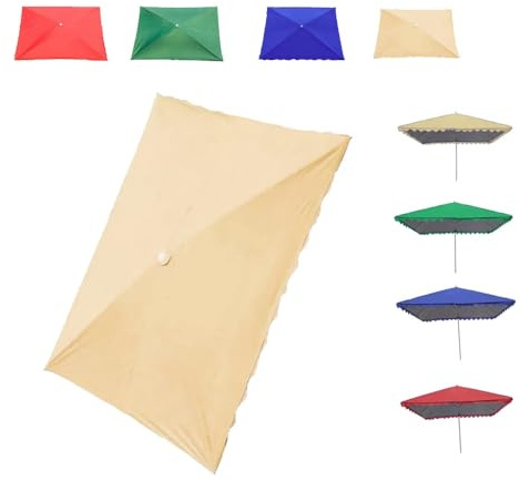 MACAGGTNTU Rectangulaire Auvent De Rechange pour Parasol 200x150/200x300cm Housse De Rechange pour Parasol De Terrasse Tissu De Rechange pour 4/6 Baleines Parasol(Khaki,200x150cm/6.5'x5')