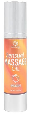 SECRET PLAY Erotisches Massageöl mit subtiler, gleitender Textur | hautsympathisch und aromatisch | perfekt für sinnliche Massagen | Pfirsichduft | 50ml