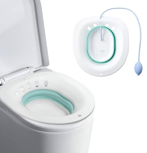 Bidet Portátil para el WC con Bomba y Gancho –,Baño de asiento para inodoro, Antideslizante, Soporta 130 kg, Diseño Ergonómico, Hemorroides, Embarazadas, cuidado postparto-Tratamiento Del Perineo