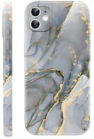 Foonary for iPhone 11 6.1''Cute Phone Case, Marble Pattern Aesthetic Phone Case for Women Girls, Comfortable Grip Slim Shockproof Bumper Military-Grade Protection Cover, Gray