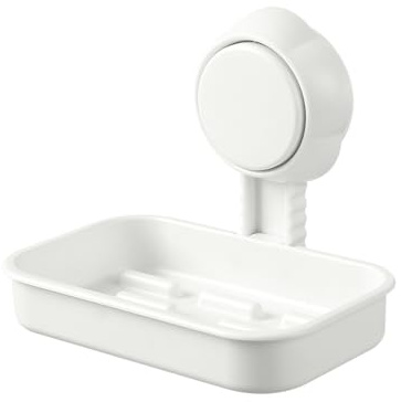 Suction Cup Shower Soap Holder Wall Mounted Max Hold 5KG Soap Dish Suction Sponge Holder Drill-Free Removable with Drainage White Plastic Soap Dish for Bathroom Kitchen