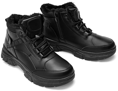 GLAMORA Botas de Nieve para Mujer, Botines de Invierno Impermeables con Forro de Pelo, Plataforma, Suela de Goma Antideslizante, Cremallera Lateral, Cordones y Suela Gruesa
