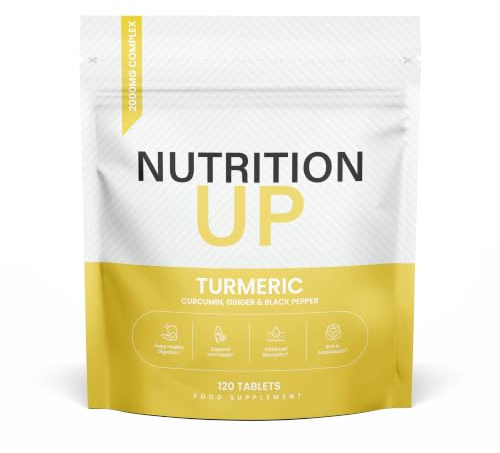 Turmeric Tablets 2000mg with Black Pepper & Ginger – 120 High Strength Curcumin Supplement – Enhanced Absorption - Supports Digestion & Joints - UK Made