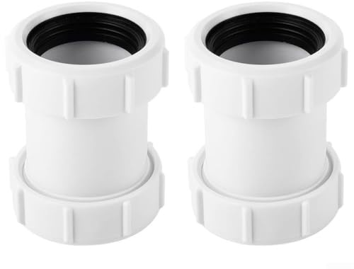 40mm Straight Pipe Connector Polypropylene Plumbing Joiner with Leak Proof Gasket Seal for Kitchen Sink Drain Bathtub Shower Tray Waste Pipe Extension Fitting(2PCS)