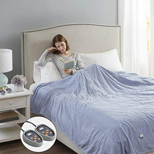 Beautyrest Heated Blanket King, Micro Fleece Electric Blanket, Blue