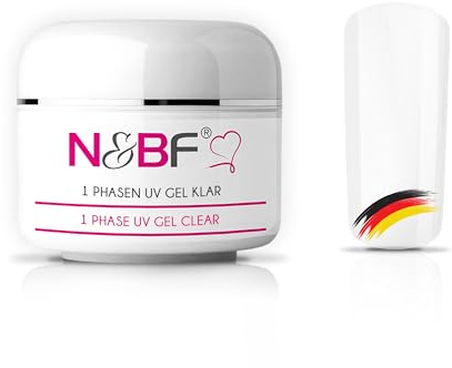 N&BF 1-Phasen UV Gel Klar/Durchsichtig 15ml | 3-in-1 Transparent | Made in Germany | Allrounder für Nägel | All in One Ohne Säure | Einphasen UV Nagelgel