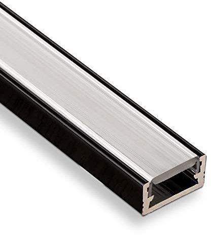 SOTECH LED Profil-11 Schwarz Aufbauprofil 2000 x 14 x 7 mm | mit opaler Abdeckung