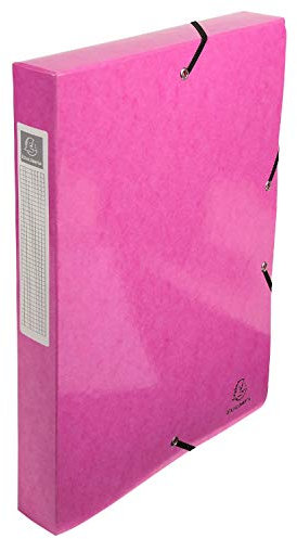 Exacompta 59924E -18 Ablagebox mit Gummibändern IDERAMA aus Glanzkarton 600g/m2 Rückseite 4 cm Maße 25 x 33 cm für A4-Dokumente Farbe rosa wird montiert geliefert