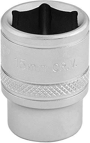 Draper 16541 3/8-Inch Square Drive 6 Point Metric Socket, 15mm Size, Blue