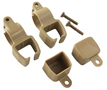 prodecoshop 2 Halter + 2 Kappen für U-Schienen, Universal U-Schienenhalter und Endkappen, beige