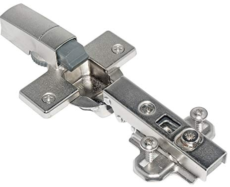 1 Stück Hettich Scharniertopf-Dämpfer, Zinkdruckguss vernickelt, mit 1 Stück Hettich Ecomat Federscharnier, vernickelt, ø 35mm, 110° Kröpfung 0,0mm mit Kreuzmontageplatte, Artikel-Nr. 20413