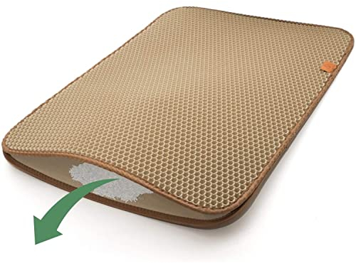 Pfotenolymp® Premium cat litter mat - extra large mat for cat litter trays - double layer cat mat/toilet mat - cat mat easy clean for scatter control