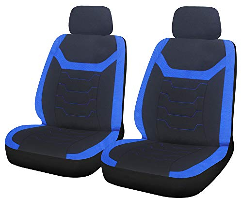 Sakura SS5400 Car and Van Front Seat Covers - 'Finsbury - 1 Pair in Black with Blue Inserts - Universal Easy Fit, 30.0 cm*72.0 cm*42.0 cm