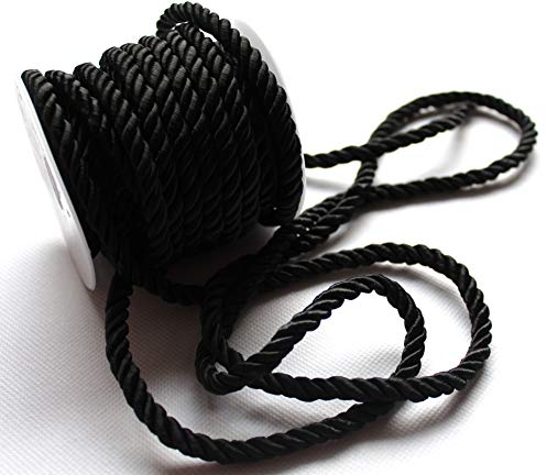 CaPiSo Kordel 10m x 6mm Drehkordel Dekoband Kordelband Schnur Kordelschnur Trauerkordel Grabdekoration (Schwarz)