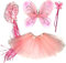 Tante Tina Costume da Farfalla per bambina - Vestito farfalla da bimba in 4 pezzi: gonna in tulle, ali, bacchetta e cerchietto - Rosa - Indicato per i bambini da 2 a 8 anni