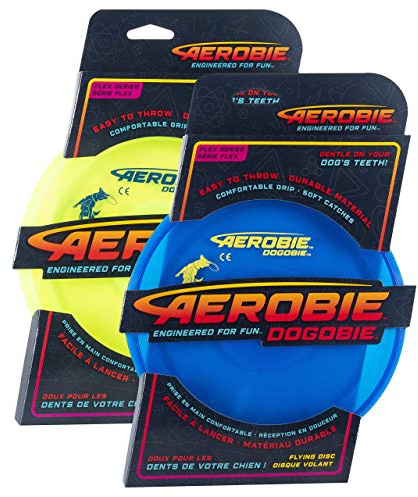 Aerobie Dogobie Disc – 20,3 cm Durchmesser, pannensicher und reißfest. Erhältlich in Blau und Gelb Modell 2019