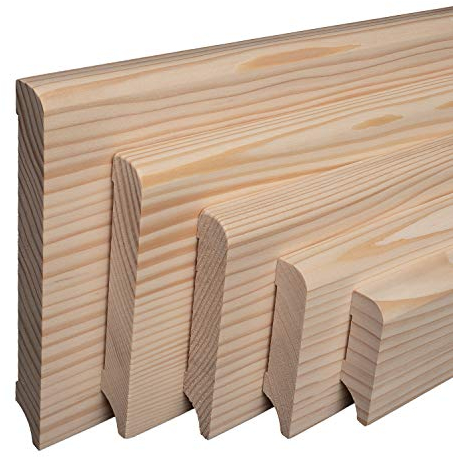 REESE - MASSIVHOLZ Sockelleiste - Fichte ROH - Münchener Profil - Oberkante Rund - (60mm Höhe, 10 Stück / 23lfm) - nicht selbstklebend - 230 cm