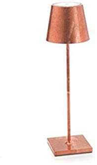 Zafferano Poldina-Wiederaufladbare LED-Tischleuchte, Dimmbar, Aluminiumgehäuse, Schutzart IP20, für Innenbereich Geeignet, EU-Stecker, Batterielebensdauer 9+ Stunden-Kupfer