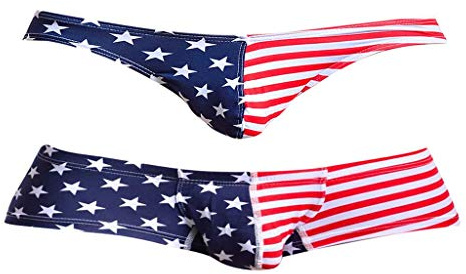 Tubayia 2 Stück Herren USA Flaggen Unterwäsche G-String Tanga Boxershorts Unterhose für Männer