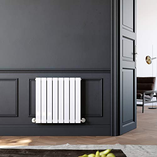 ELEGANT Column Designer Radiator White Single Oval Flat Panel 600 x 600 mm Modern Central Heating Space Saving Radiators - Perfect for Bathrooms, Kitchen, Hallway, Living Room