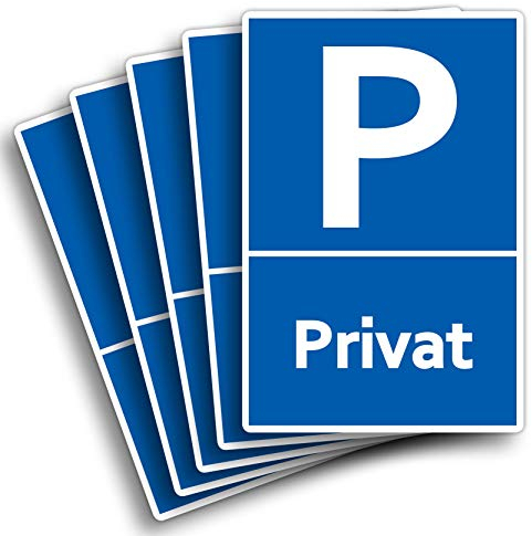 5 Stück Privat Parkplatz Schild 20 x 30 cm aus stabiler PVC Hartschaumplatte 3mm Privatparkplatz parken verboten mit UV-Schutz von STROBO