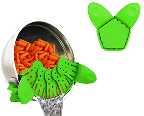 N-K passoire pliable en silicone, Vert, Moderne, pour casserole, saladier, égoutte pâtes, légumes, fruits, etc.