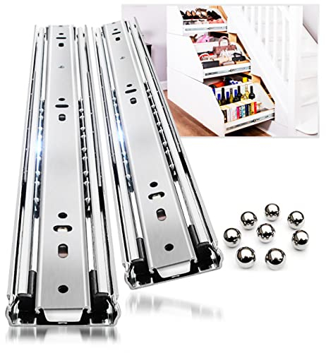 Heavy Duty Drawer Runners Slides Full Extension 300 350 400 450 500 550 650 700 800 850 900 950 400mm Ball Bearing Rails Track Guide Glides 68kg 1pair (Without Lock, 12 inch(300mm))
