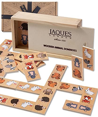 Jaques of London Wooden Animal Dominoes for Children |Fun Early Years Kids Dominoes Games for 1 2 3 4 Year Olds + | Wooden Toys and Games | Since 1795